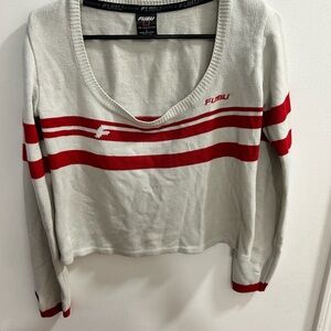 FUBU Women's Crew‎ Neck Sweater - Red and Gray